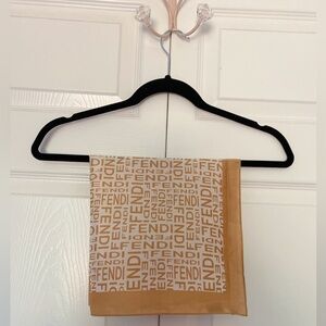 FENDI | Camel Monogram Logo Print Scarf.